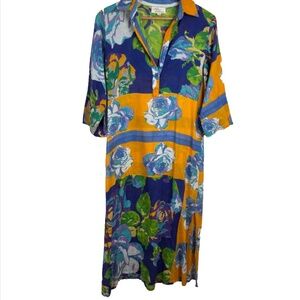 Antica Sartoria Midi Dress S 3/4 Sleeve Beach Cover Floral Resort Lightweight